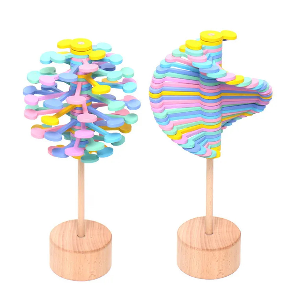 Wooden Spiral Lollipop Spinning Novelty Toys for Kids - A Fun Way to Relieve Stress and Anxiety