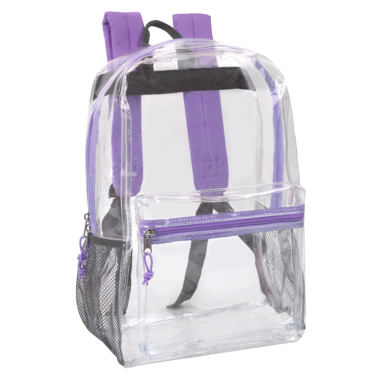 Wholesale Classic 17 Inch Clear Backpack - Purple ( 1 Case=24Pcs) 9.45$/PC