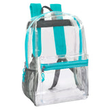 Classic 17 Inch Clear Backpack - Turquoise ( 1 Case=24Pcs) 9.45$/PC