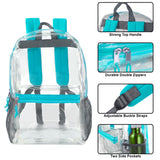 Classic 17 Inch Clear Backpack - Turquoise ( 1 Case=24Pcs) 9.45$/PC