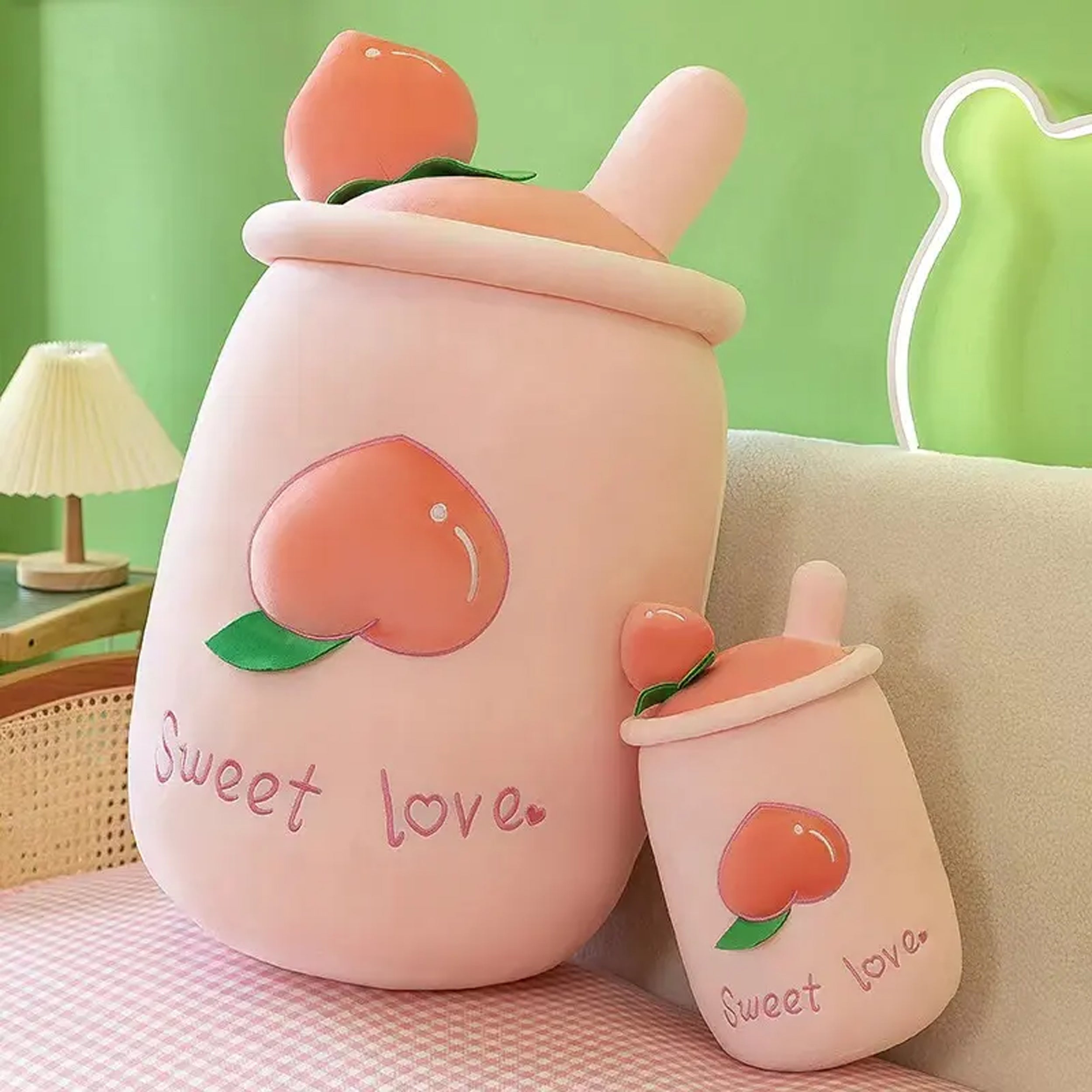 Cute and Cuddly Milk Tea Boba Watermelon Blueberry Peach Plush Pillow Décor Gift