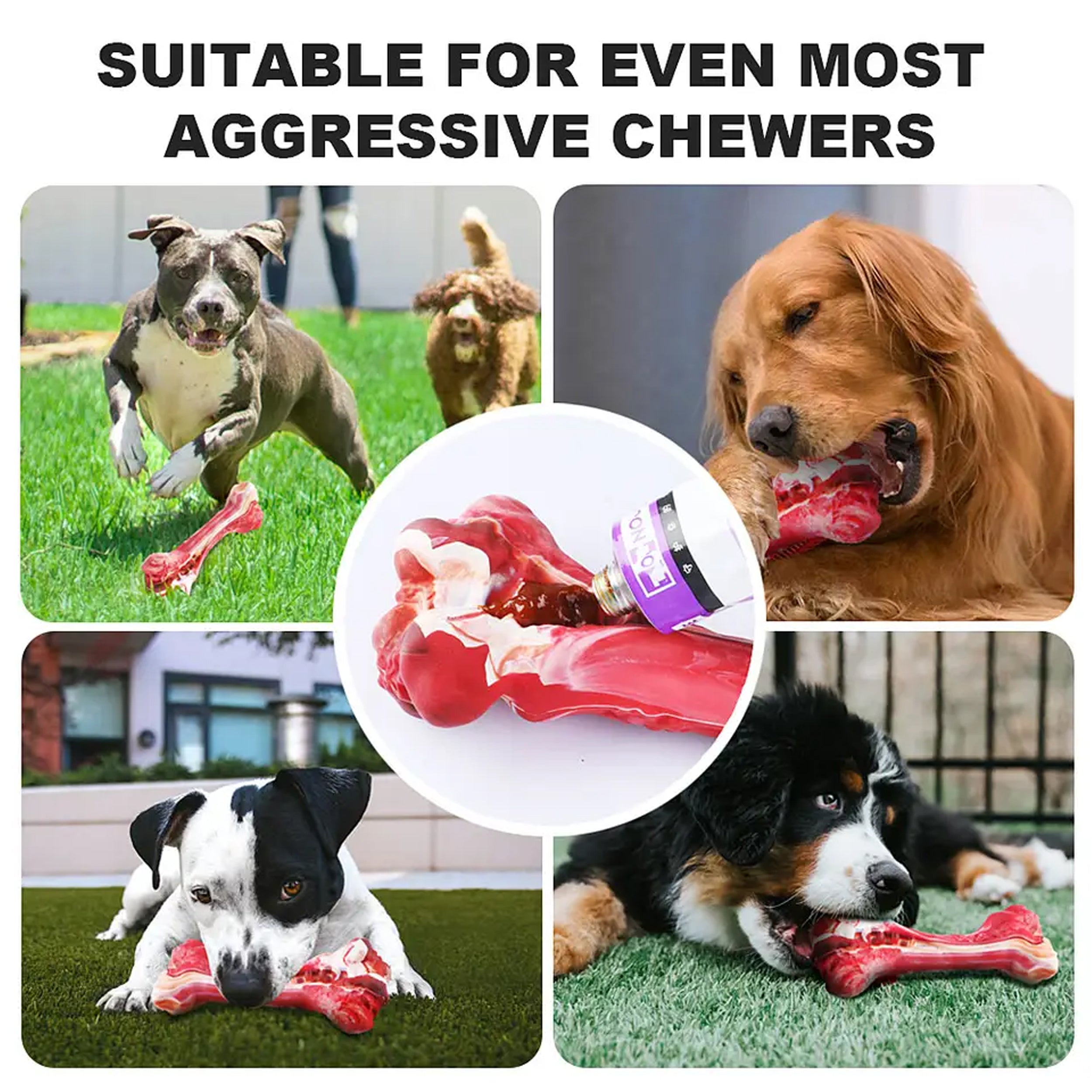 Real Beef Flavor Dog Chew Bones for Aggressive Chewers