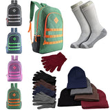 Buy Bulk Case of 12 Backpacks and 12 Winter Item Sets and 12 Socks - Wholesale Care Package - Emergencies, Homeless, Charity