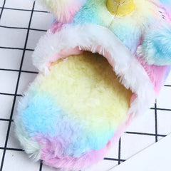 Rainbow  Animal Sequins Plush Slippers