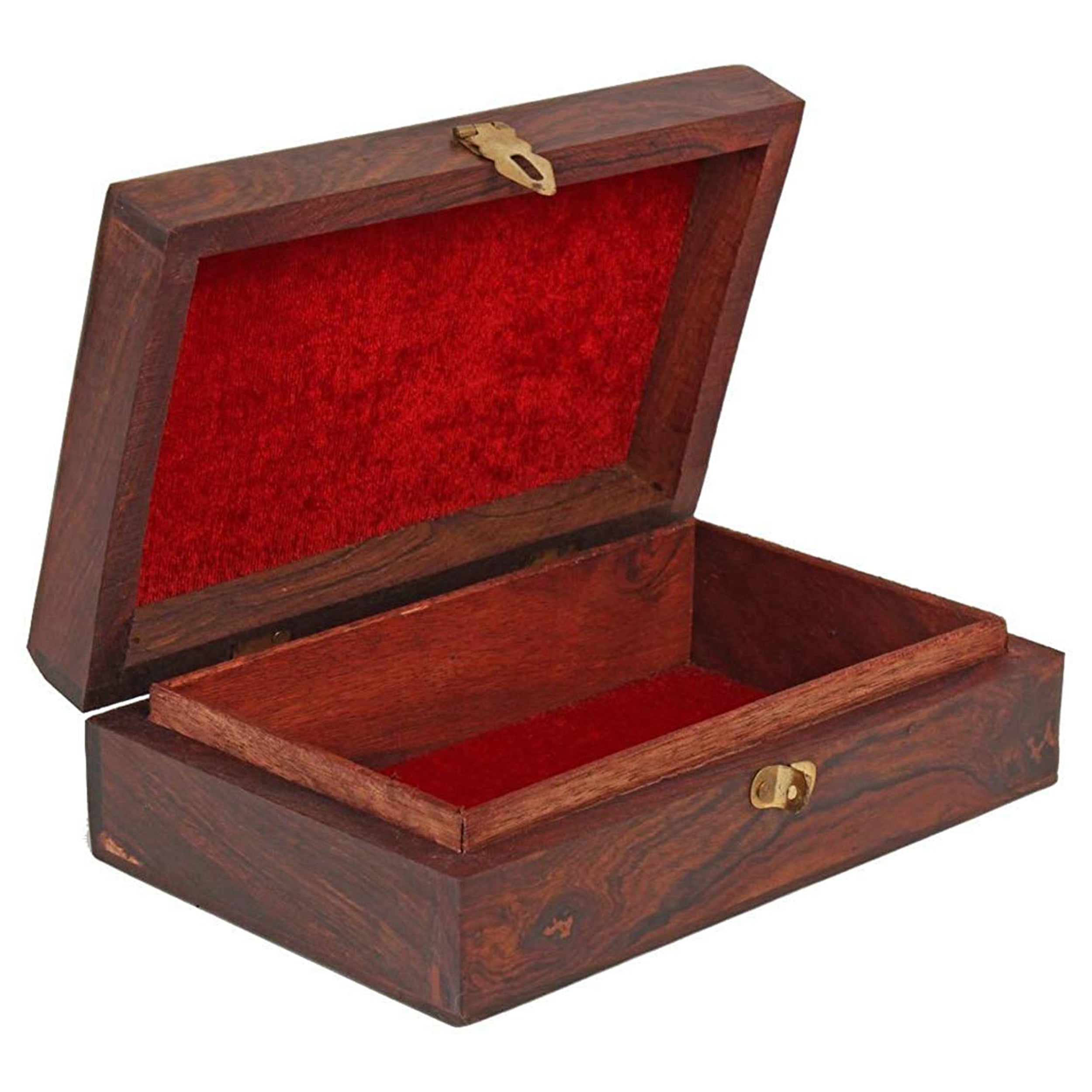 Handcrafted Wooden Decorated Brass-Filled Box - Perfect for Storing Your Valuables