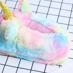 Rainbow  Animal Sequins Plush Slippers
