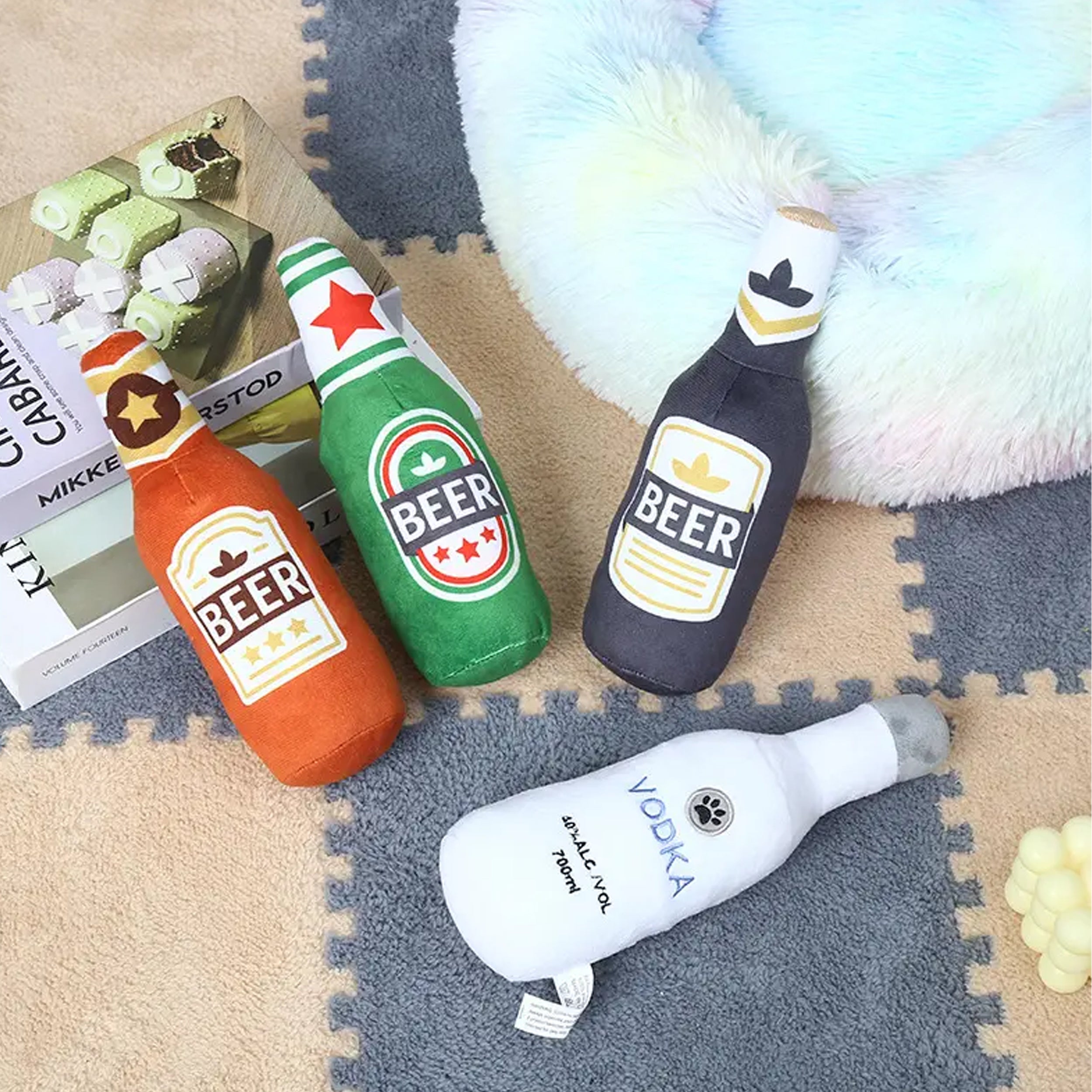 Funny Design Wine Bottle Plush Squeaky Pet Chew Toys - New Product