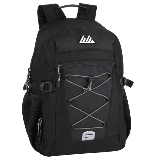 19 Inch Bungee Jacquard Cord Backpack With Padded Laptop Section Case Black