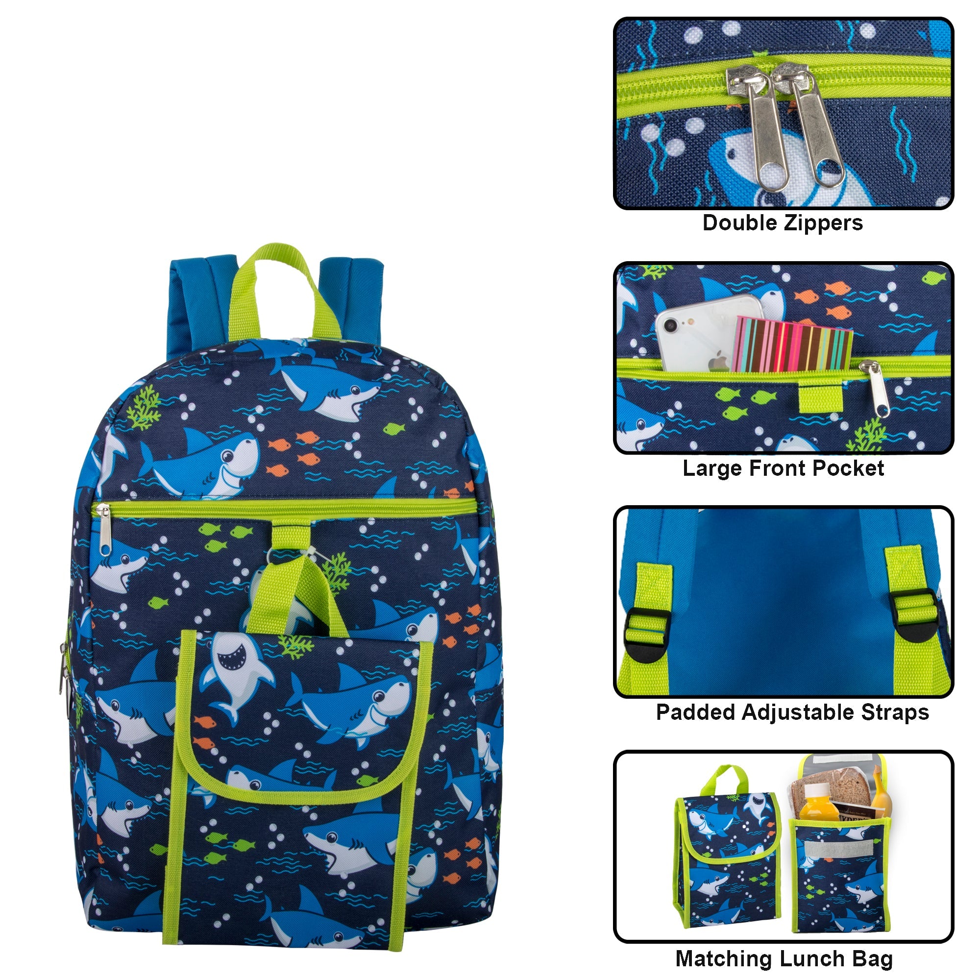 16 Inch Backpack With Matching Lunch Bag ( 1 Case=24Pcs) 9.8$/PC