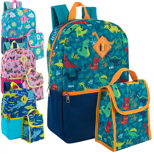 16 Inch Backpack With Matching Lunch Bag Case 4 Prints