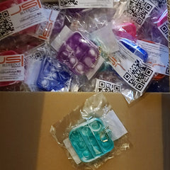 tie dye mini square pop it fidget toy keychains packing image