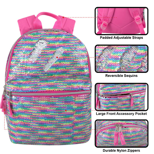 Bulk Mini Backpack With Rainbow Sequin For Girls