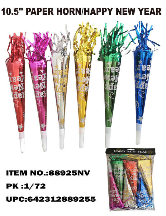 Buy 10.5" HNY PAPER HORN 6 COLORS MIXED in Bulk
