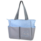 Diaper Bag Tote 5 Piece Set with Sun, Moon, and Stars, Wipes Pocket, Dirty Diaper Pouch, Changing Pad - Grey/Blue( 1 Case= 12Pcs) 29.4$/pc