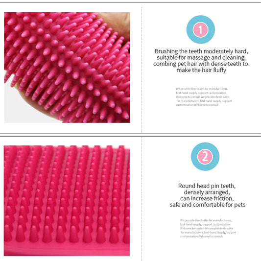 Adjustable Silicone Pet Grooming Brush and Shampoo Comb for Bathing and Massage