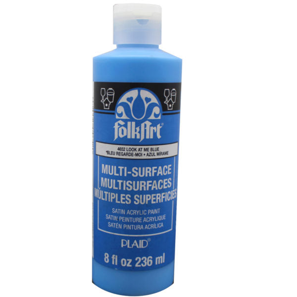 FolkArt 8oz Multi-Surface Satin Acrylic Paint in Look At Me Blue