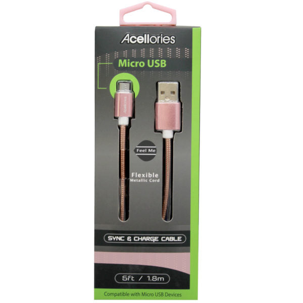Acellories 6 Foot Micro USB Cable in Rose Gold