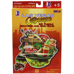 Las Vegas Cityscape 64 Piece 3D Cityscape Puzzle and Coin Bank
