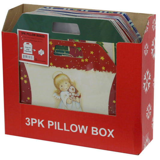 3 pack christmas themed pillow box gift boxes in assorted si