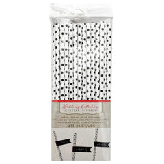 Black Dots With Cheers Flags Paper Straws 24 Count
