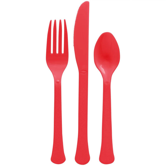 Wholesale Plastic Cutlery Set Red