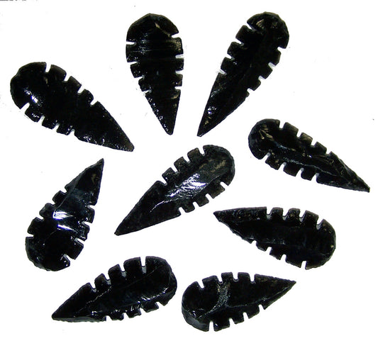 Buy SERRATED BLACK OBSIDIAN STONE LARGE 2 TO 3 INCH ARROWHEADS ( sold by the dozen OR bag of 100 piecesBulk Price