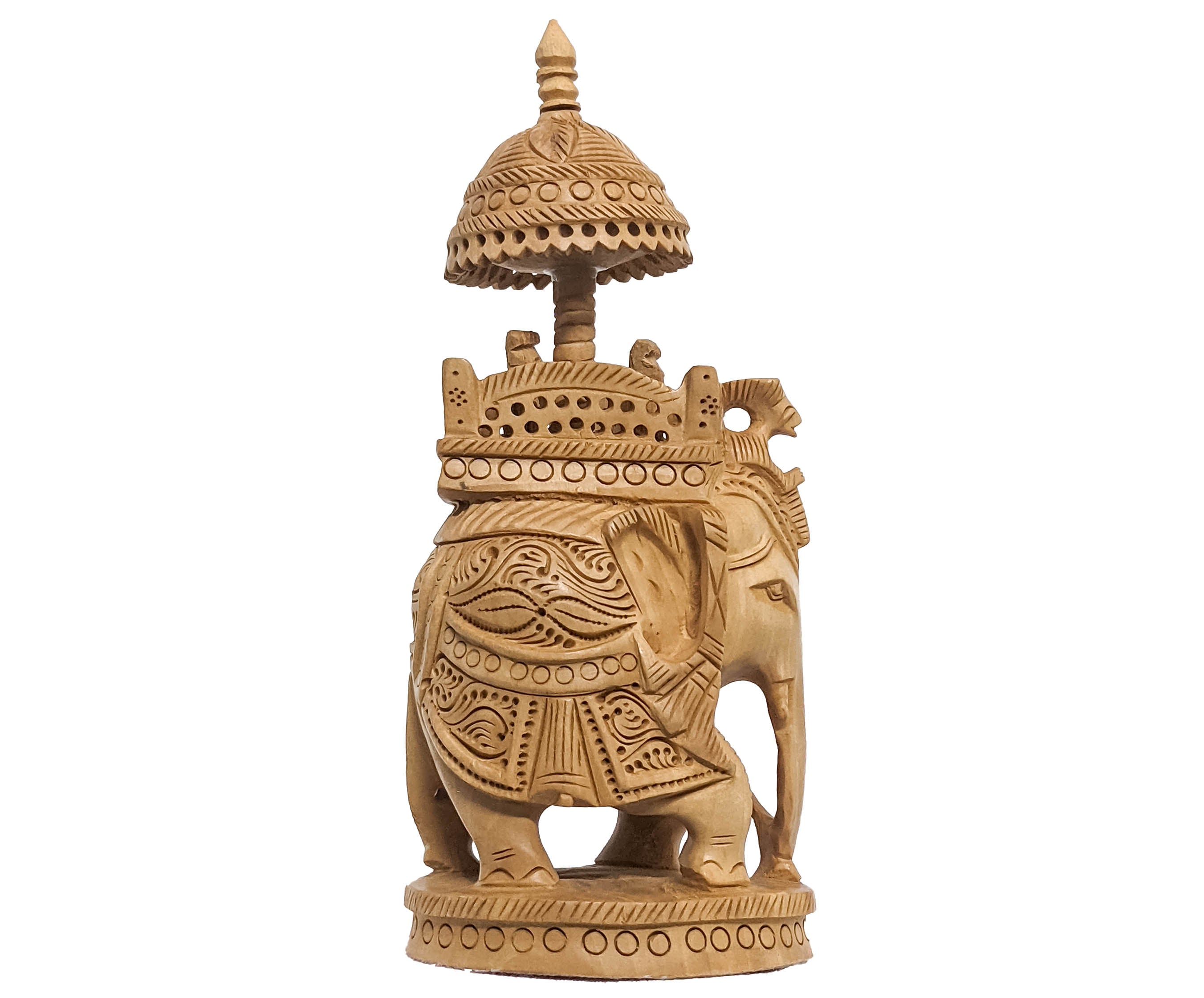 Add an Exotic Touch to Your Home Decor with Wooden Maharaja Elephant Statue