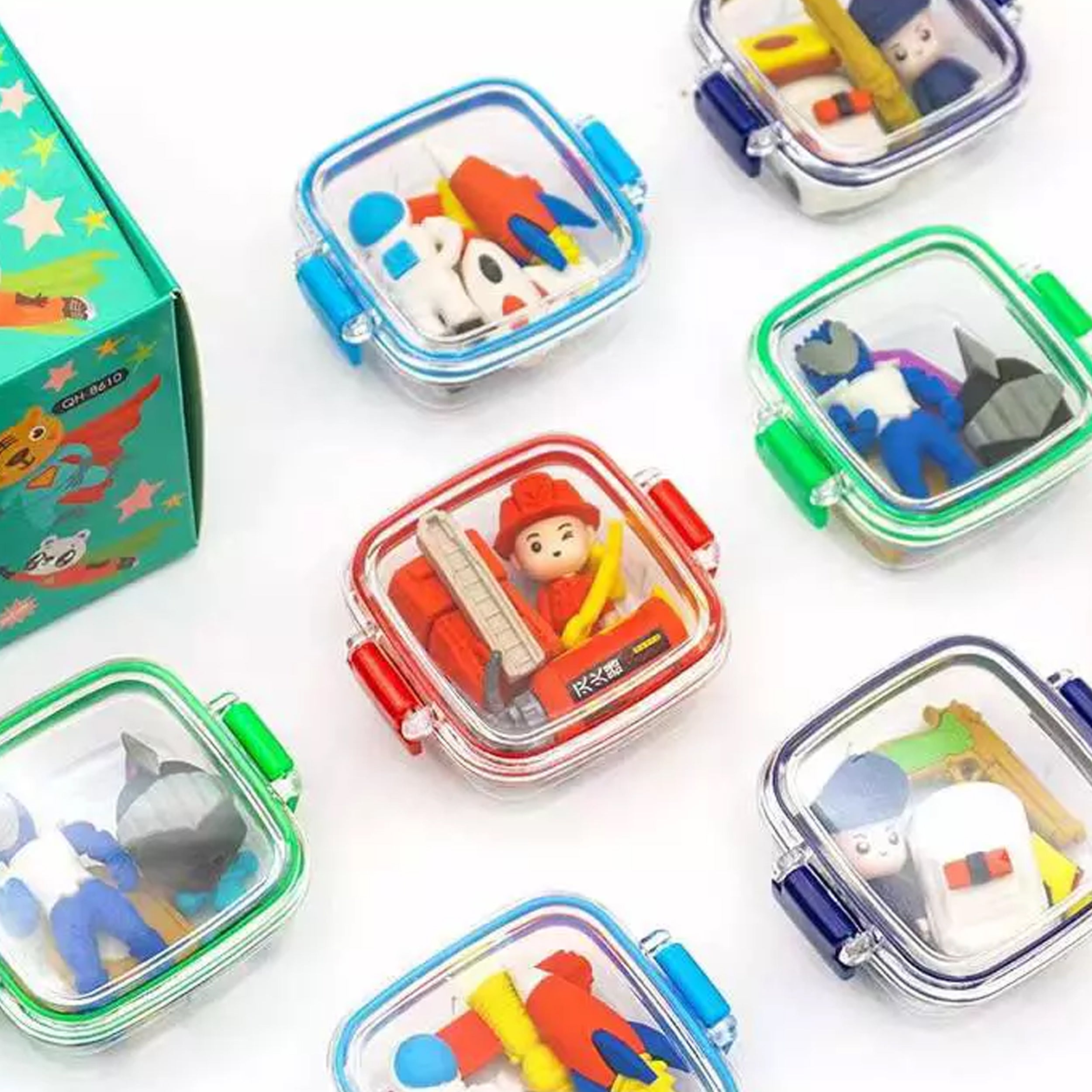 Explore Creativity with Astronaut Boxed Rubber Cartoon Eraser Set