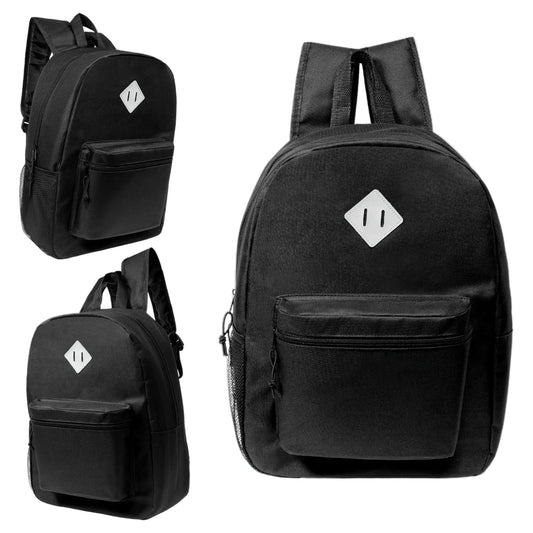 Buy 17" Deluxe Wholesale Backpack in Black Colors - Bulk Case of 24