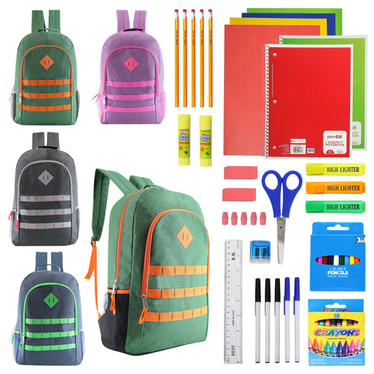 Buy 52 Piece Wholesale Deluxe School Supply Kit With 19" Backpack - Bulk Case of 6 Backpacks and Kits