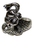 Wholesale SNAKE THROUGH SKULL HEAD BIKER RING  (Sold by the piece) *