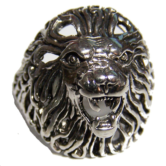 Wholesale Lion Head Deluxe Silver Biker Ring (Sold by the piece)
