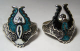Wholesale TURQUOISE EAGLE WITH WINGS UP SILVER DELUXE BIKER RING (Sold by the piece) *- CLOSEOUT AS LOW AS $ 3.75 EA