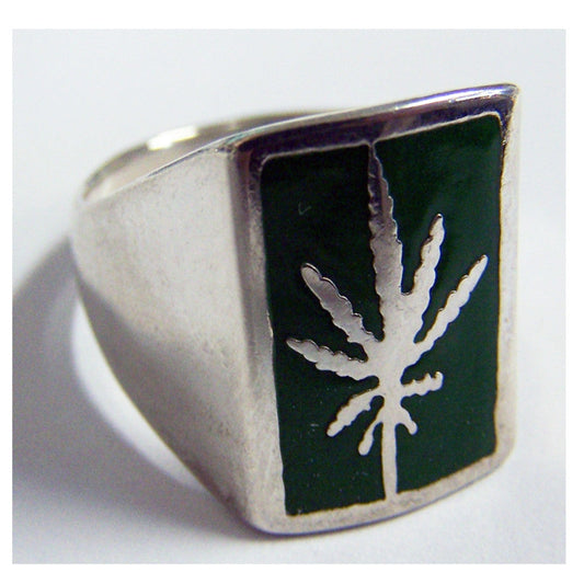 Wholesale Square Marijuana Pot Leaf Biker Ring (Sold by the Piece)
