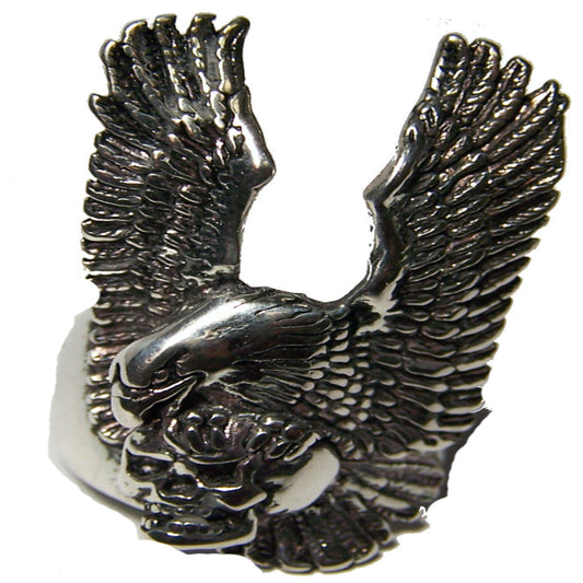 Wholesale Large Eagle Holding Skull Head Biker Ring (Sold by the piece)