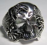 Wholesale SKULL WITH SPIDERS & WEBS DELUXE BIKER RING ( sold by the piece )