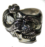 Wholesale SNAKE IN SKULL BIKER RING  (Sold by the piece) *- CLOSEOUT $ 3.50 EACH