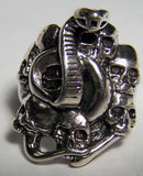 Wholesale SNAKE IN PILE OF SKULL DELUXE BIKER RING (Sold by the piece)