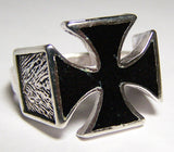 Wholesale INLAYED BLACK IRON CROSS BIKER RING  (Sold by the piece) *