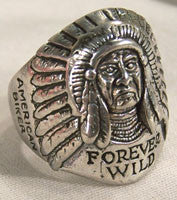 Wholesale FOREVER WILD CHIEF BIKER RING (Sold by the piece)