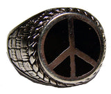 Buy ROUND PEACE SIGN DELUXE SILVER BIKER RING *-CLOSEOUT AS LOW AS $ 3.50 EA Bulk Price