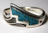 Wholesale INLAYED NATIVE INDIAN STYLE SILVER DELUXE BIKER RING (Sold by the piece) *