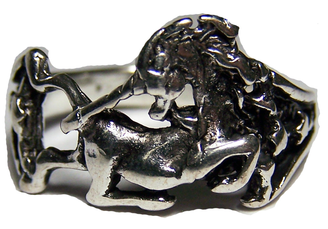 Wholesale SITTING UNICORN ELUXE SILVER BIKER RING (Sold by the piece)