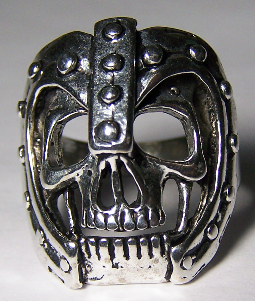 Wholesale SKULL HEAD WITH ARMORED HELMET BIKER RING  (Sold by the piece) *