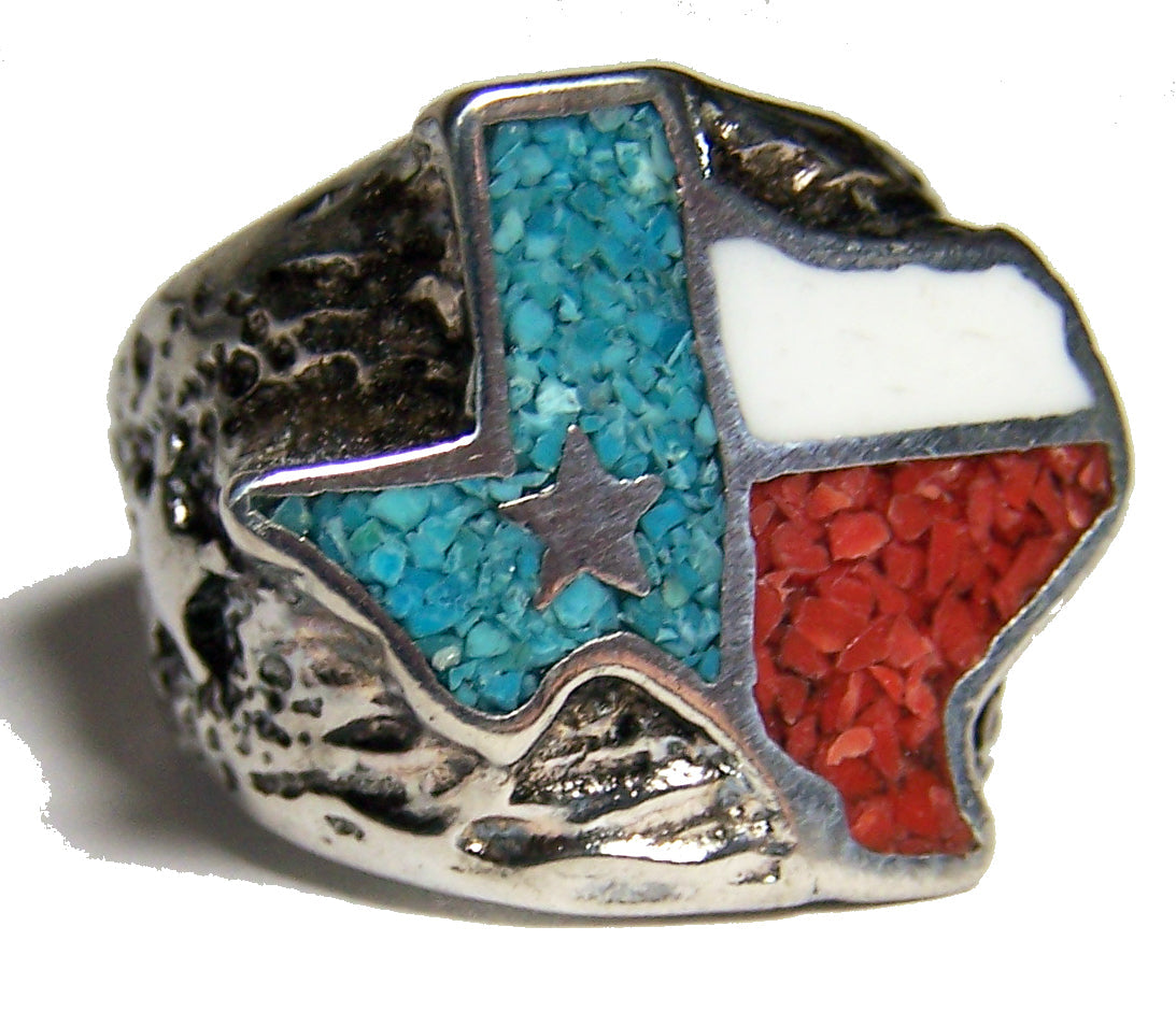 Wholesale STATE OF TEXAS LONE STAR SILVER DELUXE BIKER RING (Sold by the piece) *
