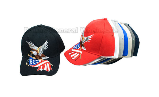 American Flag w/ Eagle Baseball Caps Wholesale
