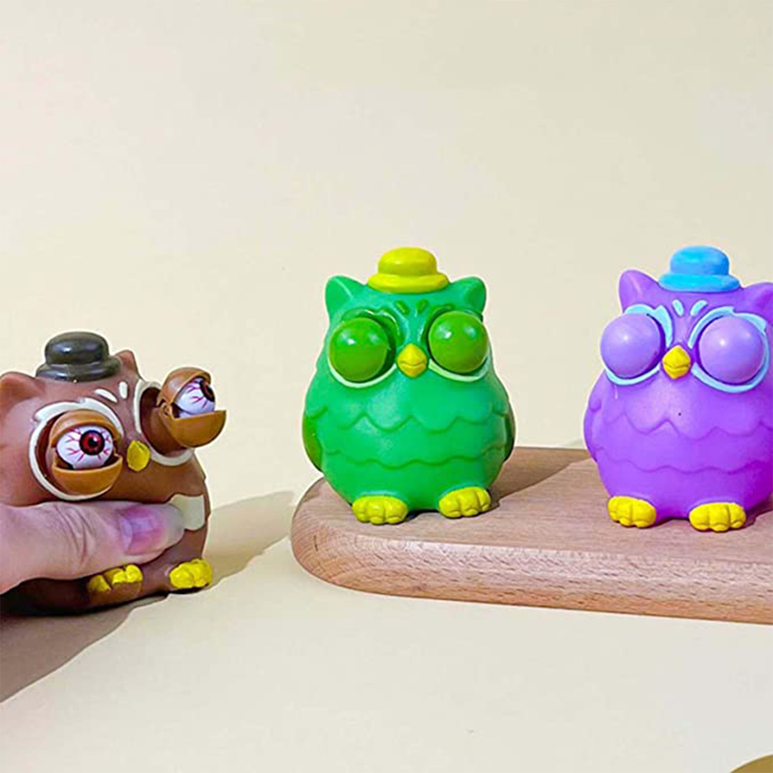 Hoot Away Stress! Blasting Eye Owl Sensory Stress Fidget Toy - Assorted