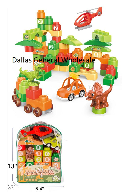Bulk Buy 49PC Dino Theme Building Blocks Toy Set Wholesale