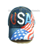 USA Flag Glitter Ladies Denim Caps Wholesale