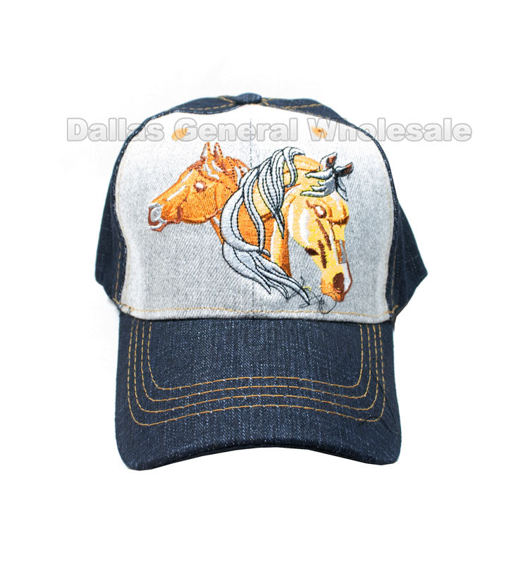 "Horse" Denim Casual Caps Wholesale MOQ 6